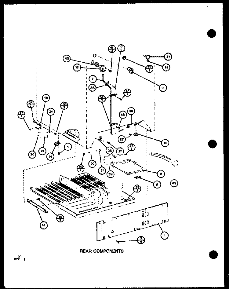 REAR COMPONENTS Diagram and Parts List for TRG18J P7739033W Amana Refrigerator