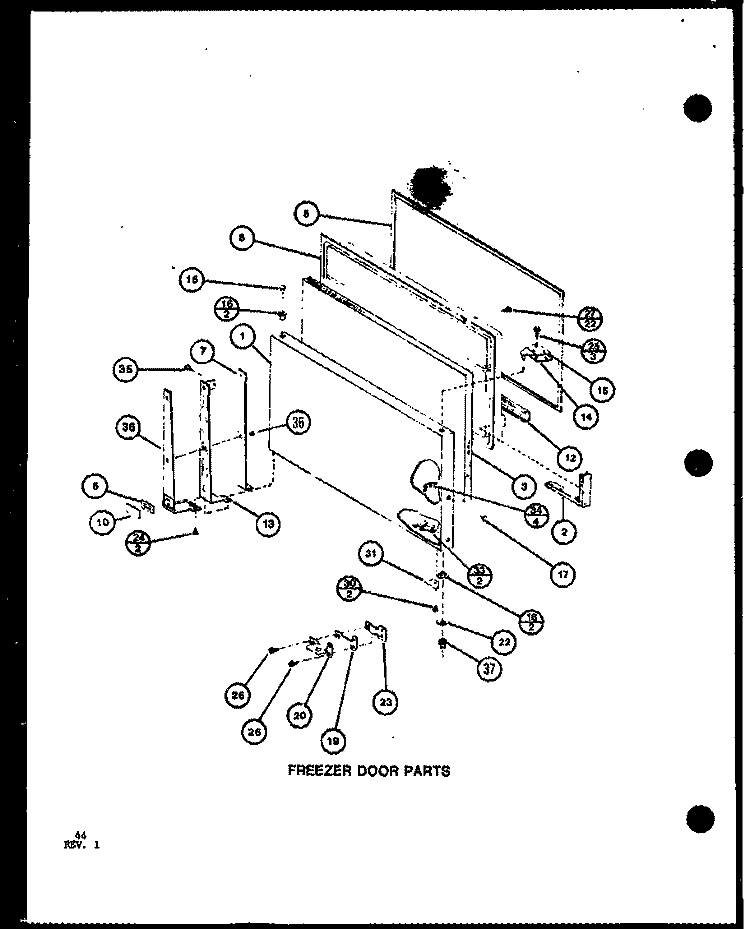 FZ DOOR PARTS Diagram and Parts List for TRGI22J P7791107W Amana Refrigerator
