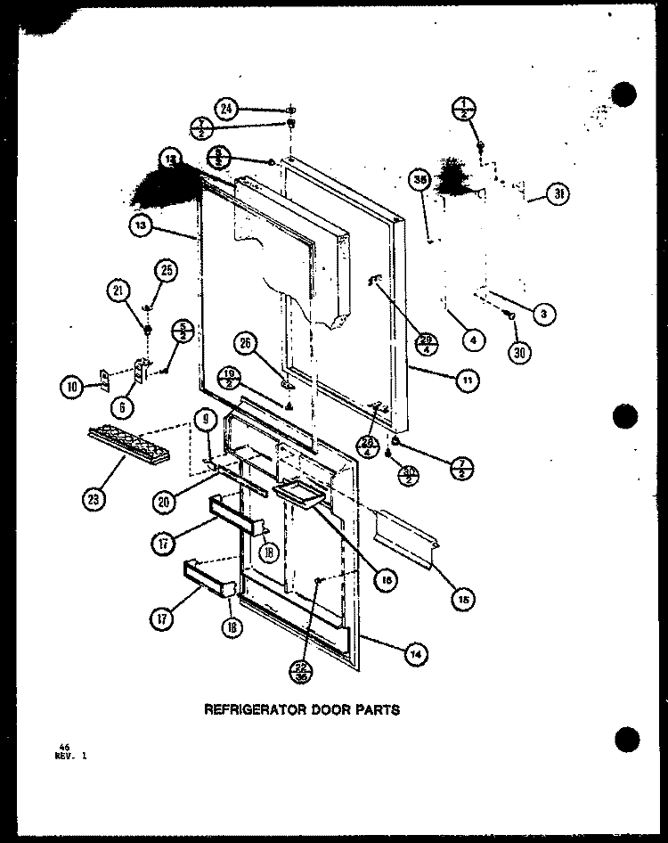 REF DOOR PARTS Diagram and Parts List for TRGI22J P7791107W Amana Refrigerator