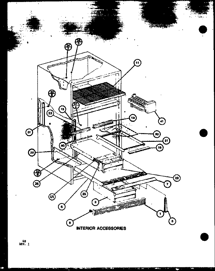 INTERIOR ACCESSORIES Diagram and Parts List for TRGI22J P7791107W Amana Refrigerator