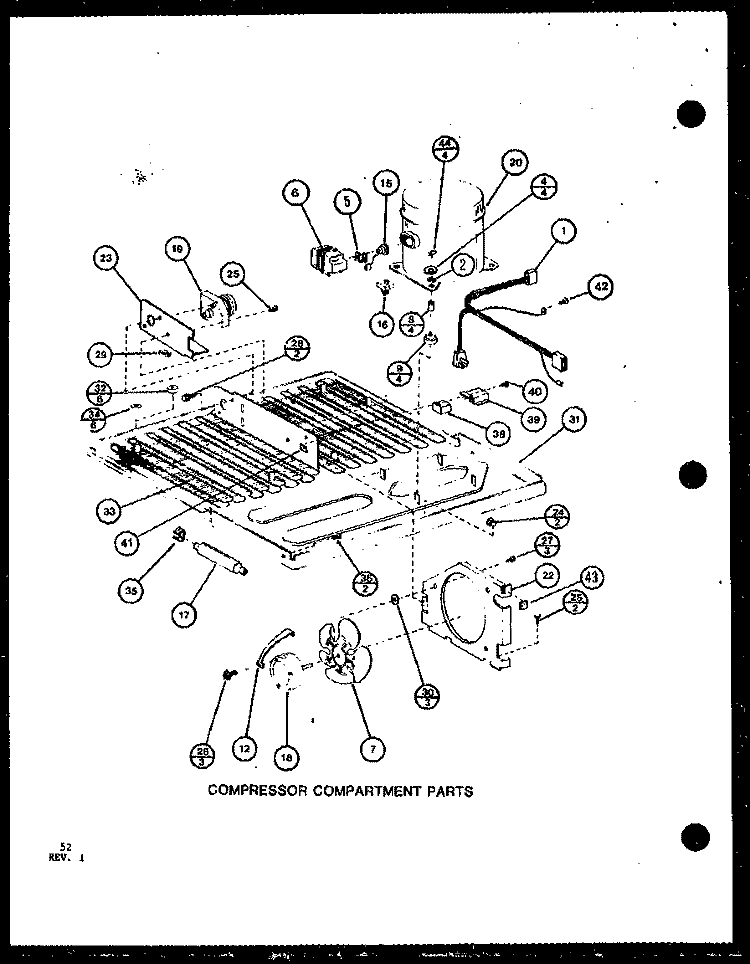 COMPRESSOR COMPARTMENT PARTS Diagram and Parts List for TRGI22J P7791107W Amana Refrigerator