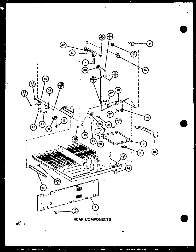 REAR COMPONENTS Diagram and Parts List for TRGI22J P7791107W Amana Refrigerator