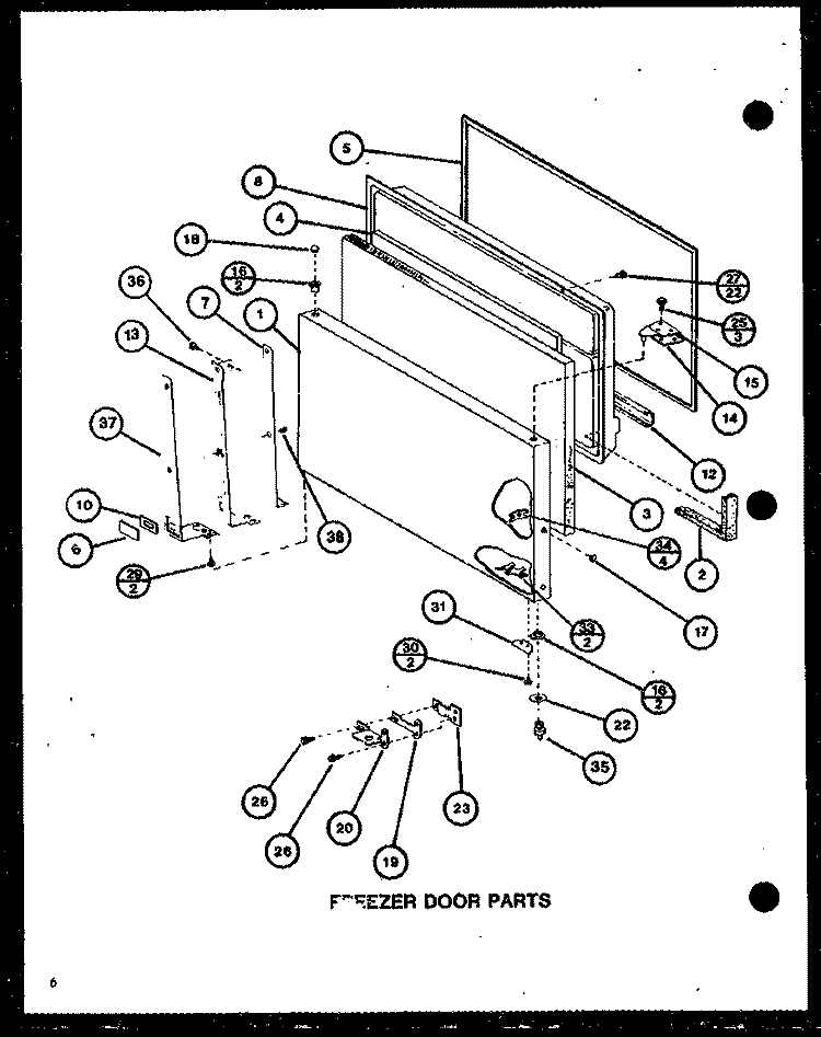 FZ DOOR PARTS Diagram and Parts List for TCI18J P7739037W Amana Refrigerator