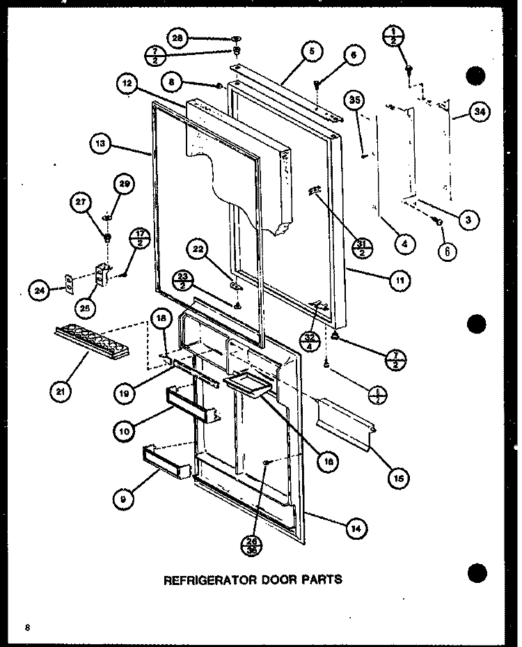 REF DOOR PARTS Diagram and Parts List for TCI18J P7739037W Amana Refrigerator
