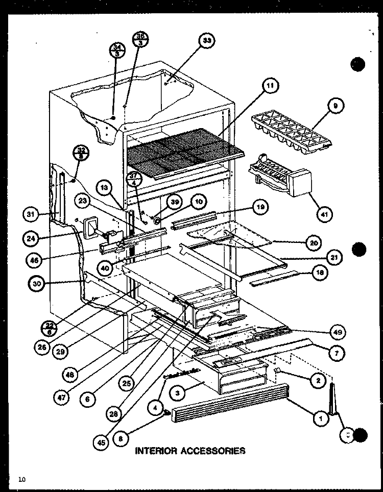 INTERIOR ACCESSORIES Diagram and Parts List for TCI18J P7739037W Amana Refrigerator