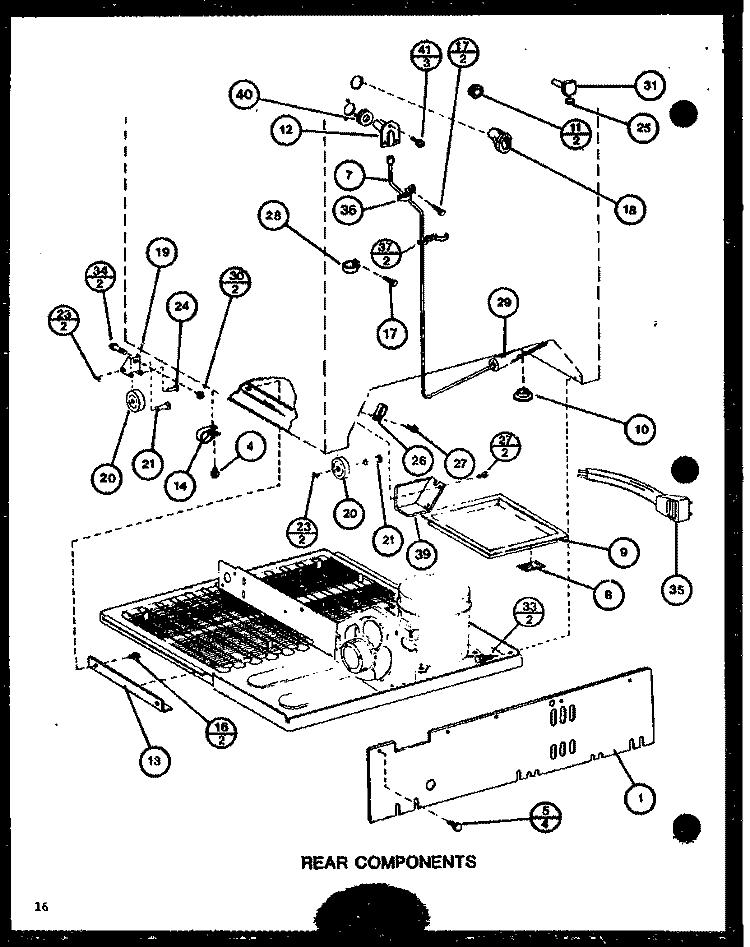 REAR COMPONENTS Diagram and Parts List for TCI18J P7739037W Amana Refrigerator