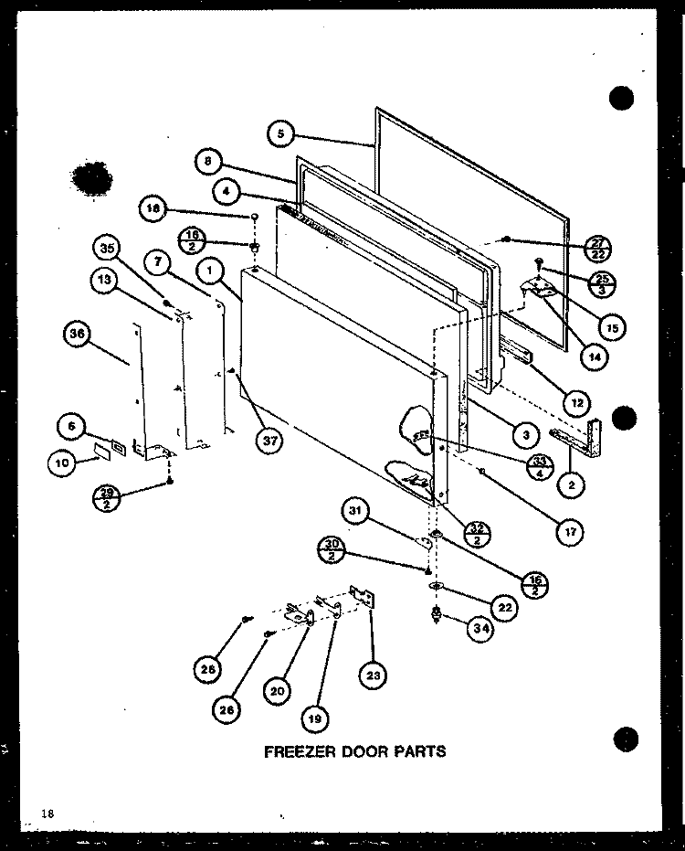 FZ DOOR PARTS Diagram and Parts List for TCI20J P7739039W Amana Refrigerator