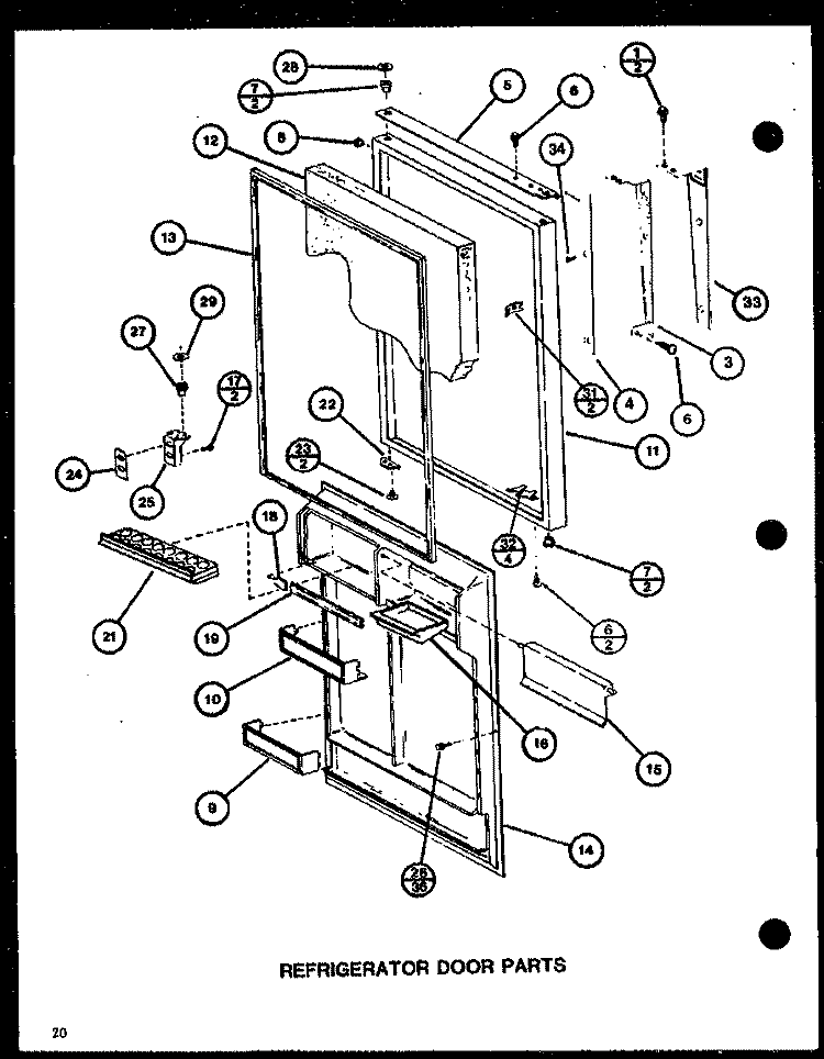 REF DOOR PARTS Diagram and Parts List for TCI20J P7739039W Amana Refrigerator