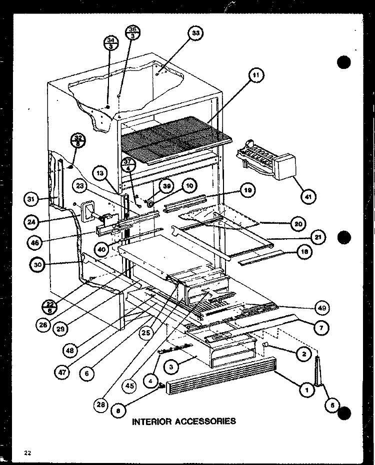 INTERIOR ACCESSORIES Diagram and Parts List for TCI20J P7739039W Amana Refrigerator