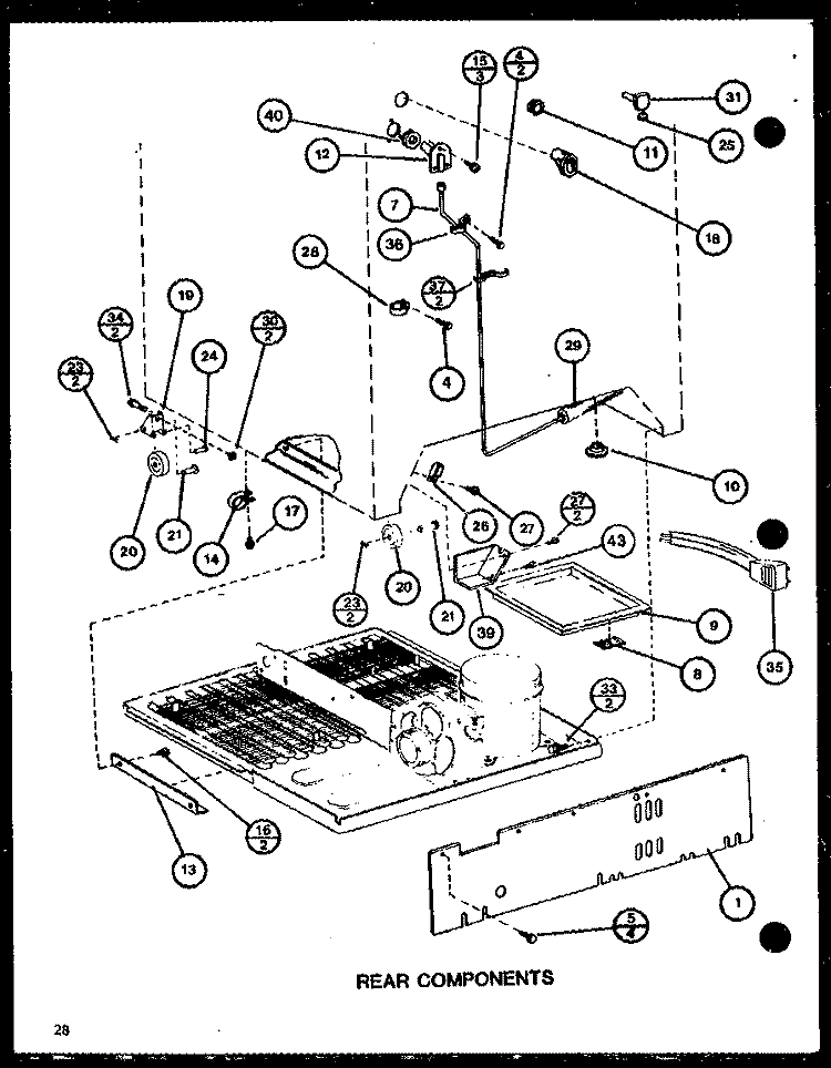 REAR COMPONENTS Diagram and Parts List for TCI20J P7739039W Amana Refrigerator