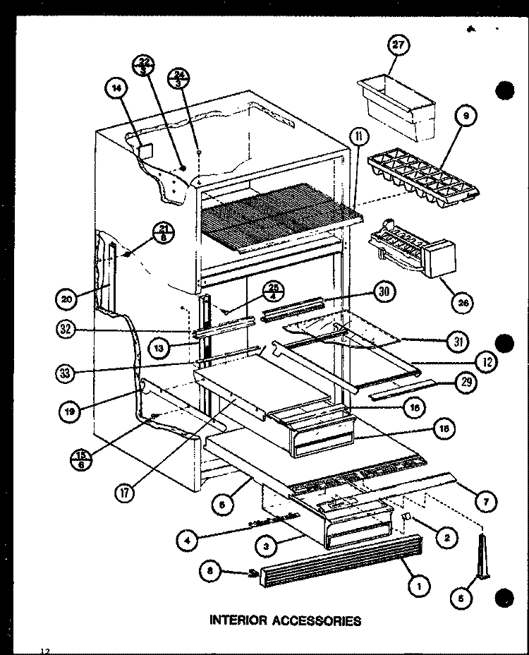 INTERIOR ACCESSORIES Diagram and Parts List for TJI16K P7791137W Amana Refrigerator