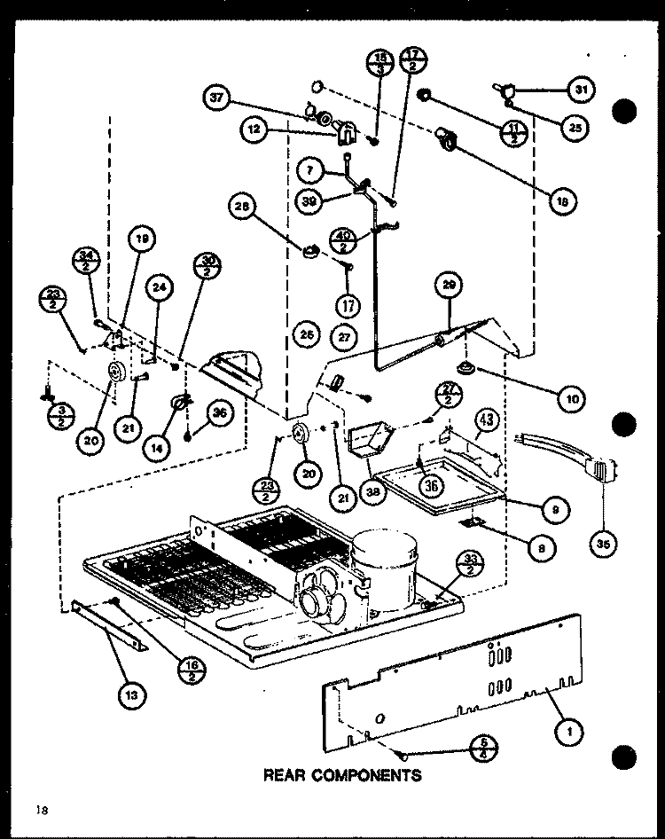 REAR COMPONENTS Diagram and Parts List for TJI16K P7791137W Amana Refrigerator