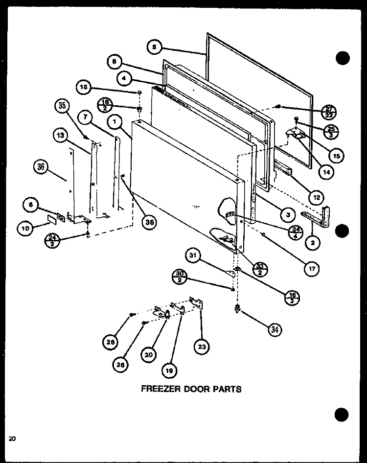 FZ DOOR PARTS Diagram and Parts List for TJI18K P7791140W Amana Refrigerator