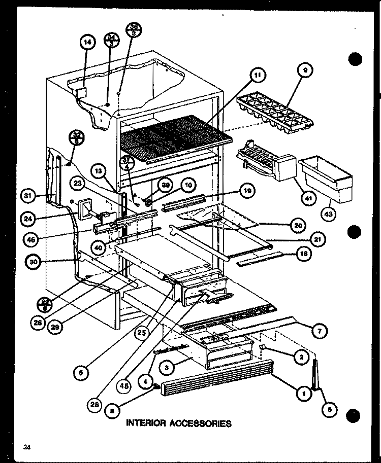 INTERIOR ACCESSORIES Diagram and Parts List for TJI18K P7791140W Amana Refrigerator