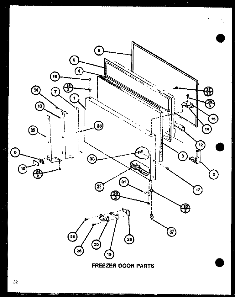 FZ DOOR PARTS Diagram and Parts List for TJ20K P7791142W Amana Refrigerator