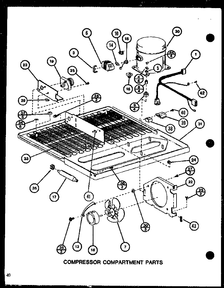COMPRESSOR COMPARTMENT PARTS Diagram and Parts List for TJ20K P7791142W Amana Refrigerator