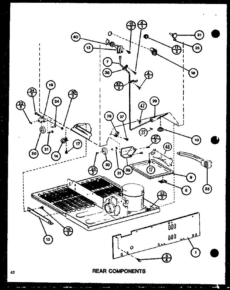 REAR COMPONENTS Diagram and Parts List for TJ20K P7791142W Amana Refrigerator