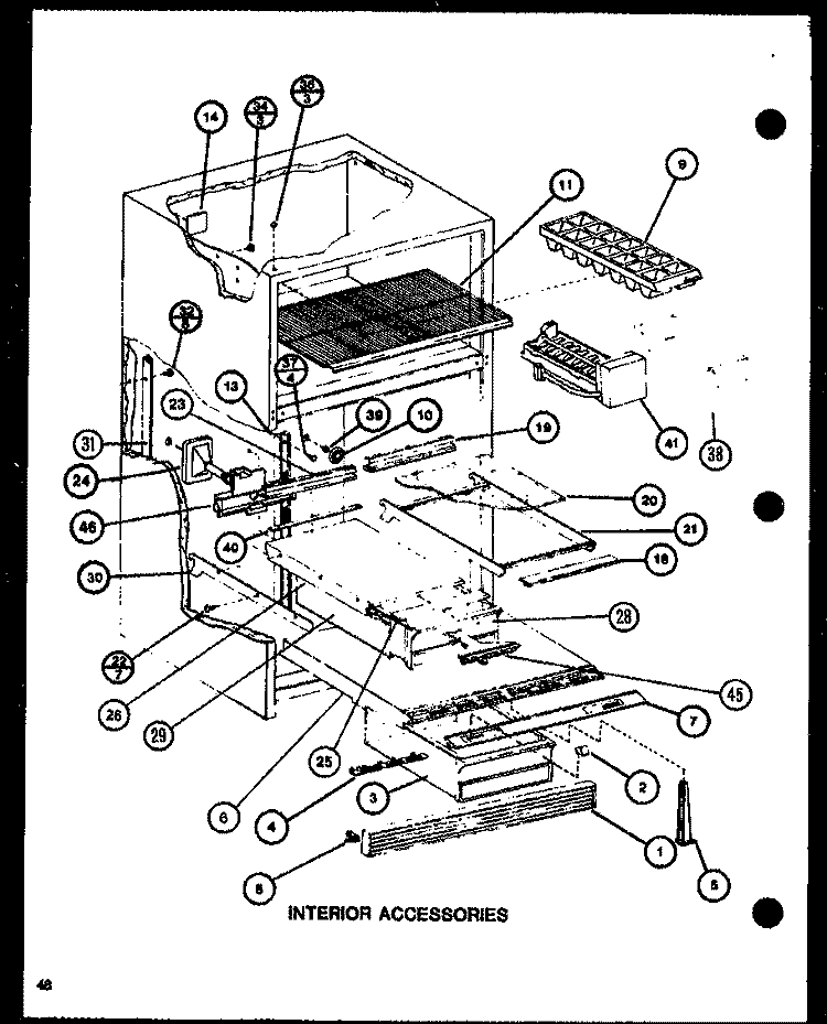 INTERIOR ACCESSORIES Diagram and Parts List for TJ22K P7791146W Amana Refrigerator