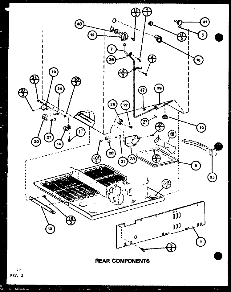 REAR COMPONENTS Diagram and Parts List for TJ22K P7791146W Amana Refrigerator
