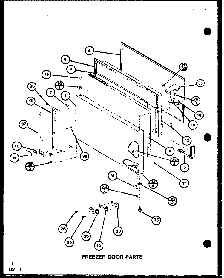 FZ DOOR PARTS Diagram and Parts List for TC18M P7858502W Amana Refrigerator