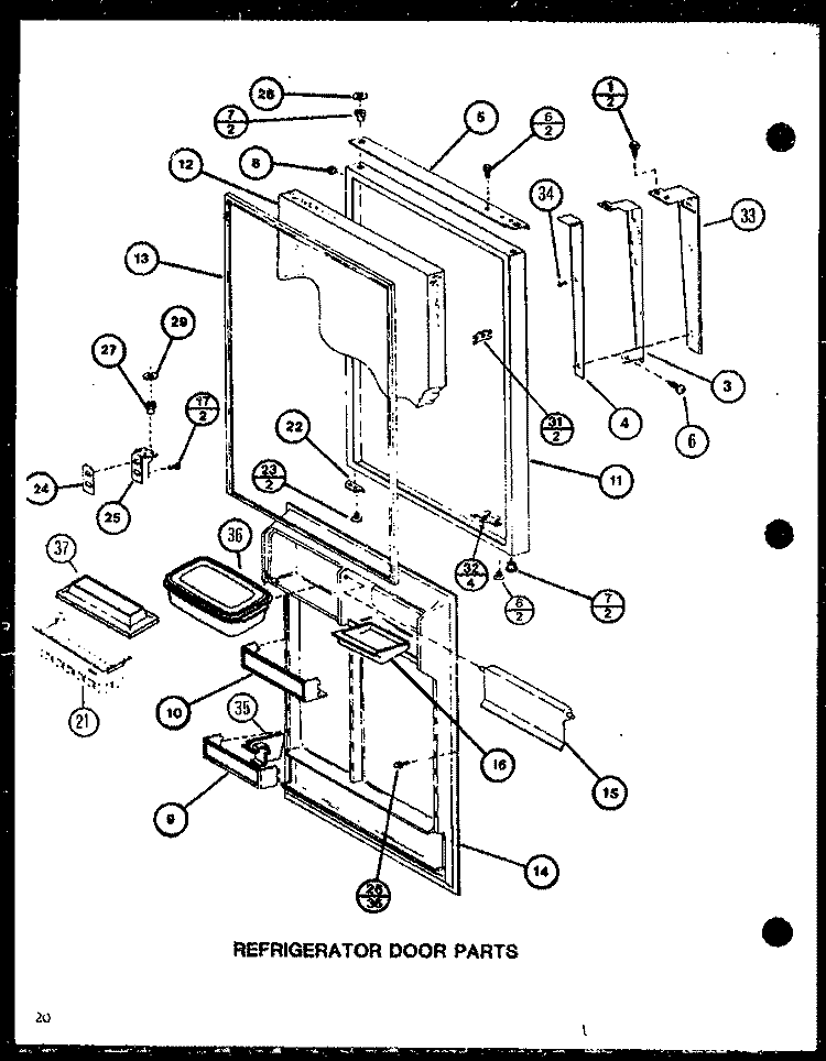 REF DOOR PARTS Diagram and Parts List for TC20MB P7858529W Amana Refrigerator