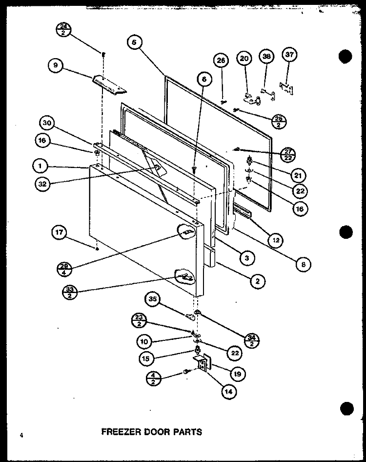 FZ DOOR PARTS Diagram and Parts List for BL20J P7680818W Amana Refrigerator