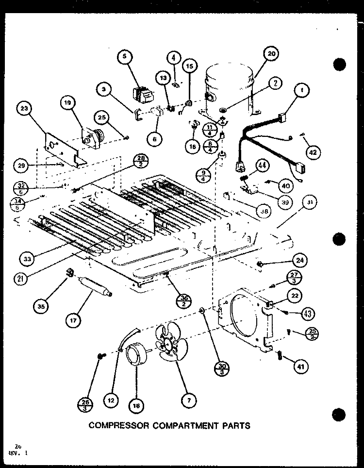 COMPRESSOR COMPARTMENT PARTS Diagram and Parts List for TC20MB P7858529W Amana Refrigerator