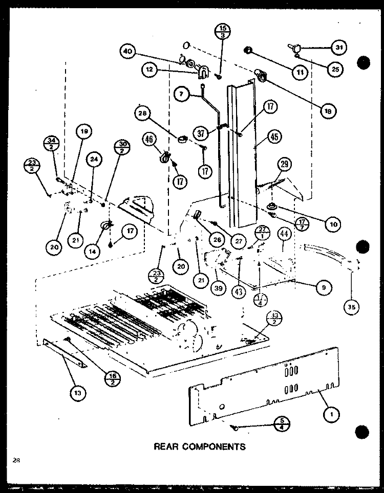 REAR COMPONENTS Diagram and Parts List for TC20MB P7858529W Amana Refrigerator