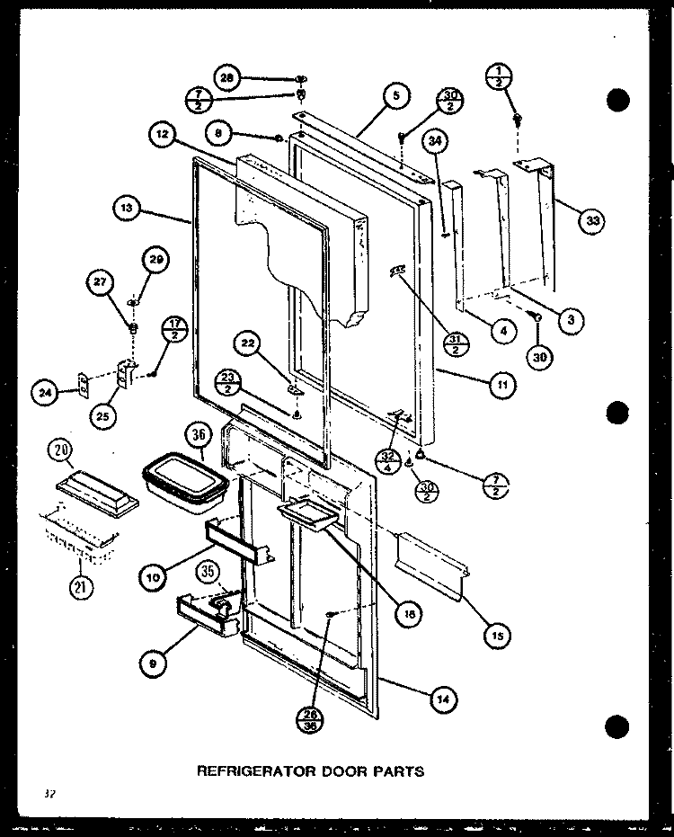 REF DOOR PARTS Diagram and Parts List for TC22M P7858505W Amana Refrigerator