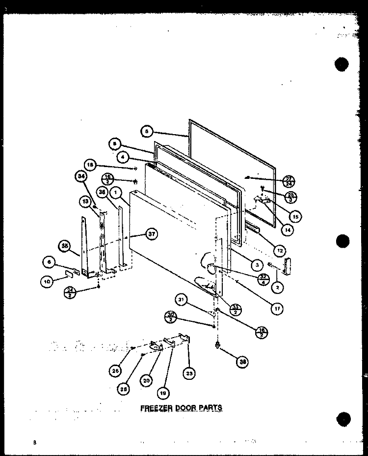 FZ DOOR PARTS Diagram and Parts List for TJ16M P7859219W Amana Refrigerator