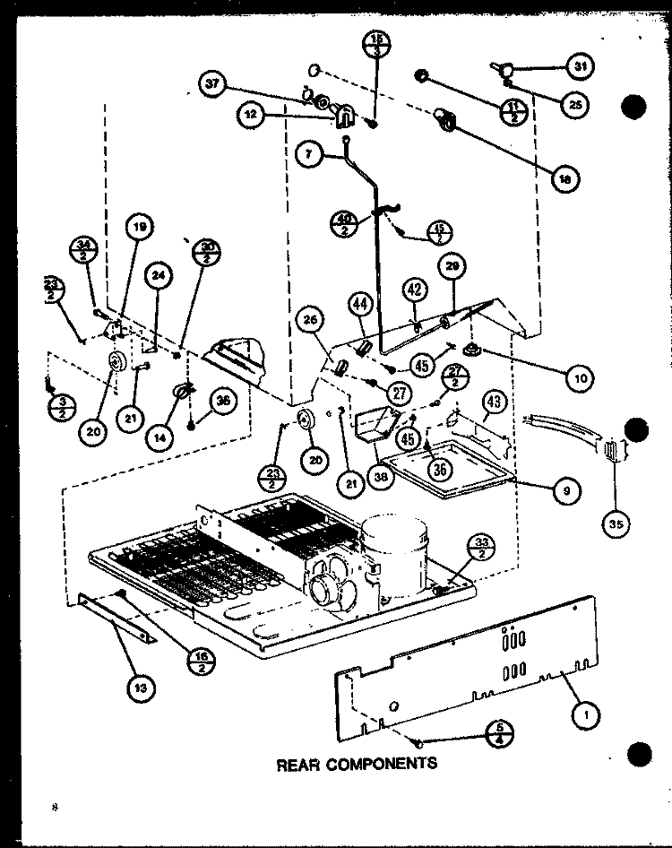 REAR COMPONENTS Diagram and Parts List for TJ16M P7859219W Amana Refrigerator