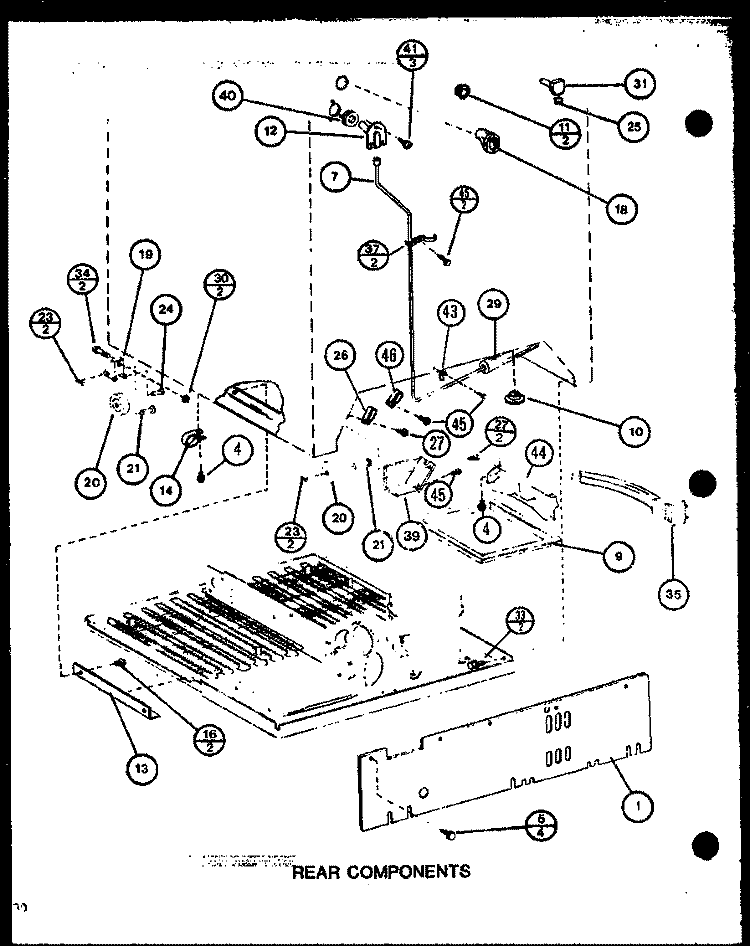 REAR COMPONENTS Diagram and Parts List for TJ18M P7859221W Amana Refrigerator
