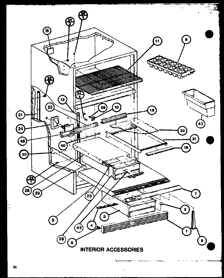 INTERIOR ACCESSORIES Diagram and Parts List for TJ20M P7859223W Amana Refrigerator