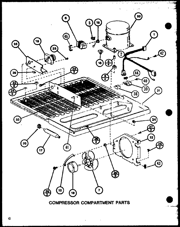 COMPRESSOR COMPARTMENT PARTS Diagram and Parts List for TJ22M P7859224W Amana Refrigerator