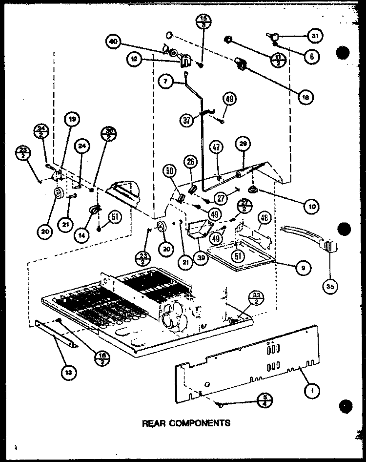 REAR COMPONENTS Diagram and Parts List for TJ22M P7859224W Amana Refrigerator