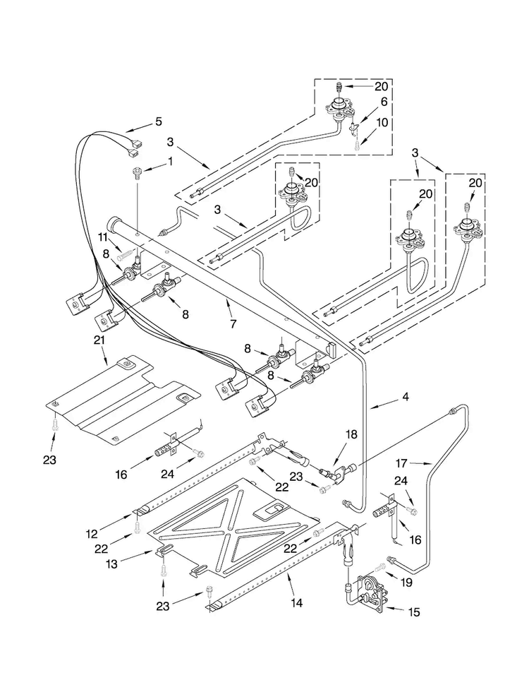 Manifold Parts Diagram and Parts List for AGR5844VDB1  Amana Range