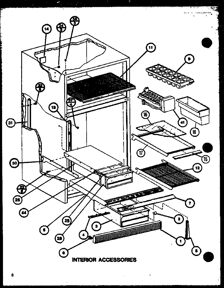 INTERIOR ACCESSORIES Diagram and Parts List for TR18M P7859226W Amana Refrigerator