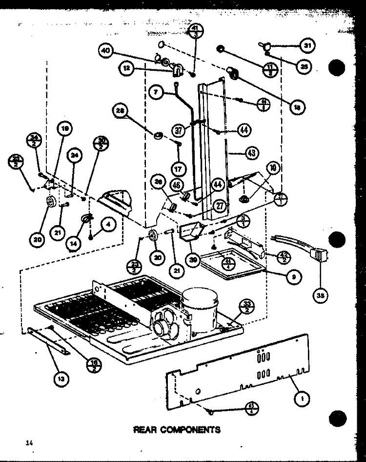 REAR COMPONENTS Diagram and Parts List for TR18M P7859226W Amana Refrigerator