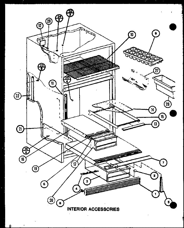 INTERIOR ACCESSORIES Diagram and Parts List for TRG20M P7859232W Amana Refrigerator
