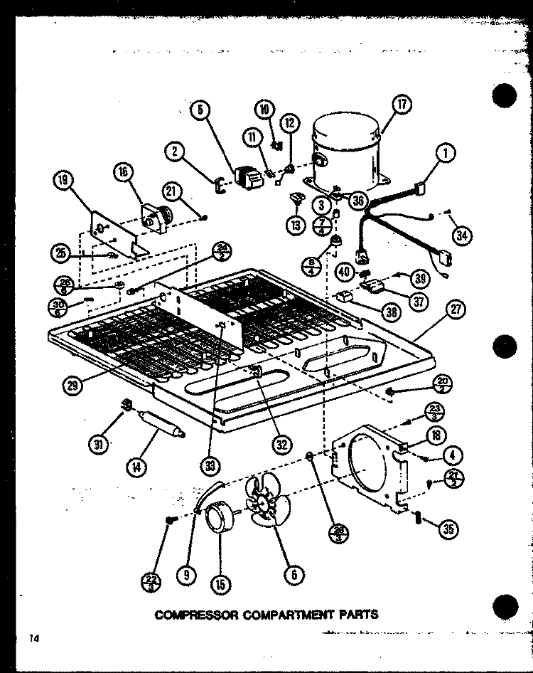COMPRESSOR COMPARTMENT PARTS Diagram and Parts List for TM16N P1102101W Amana Refrigerator