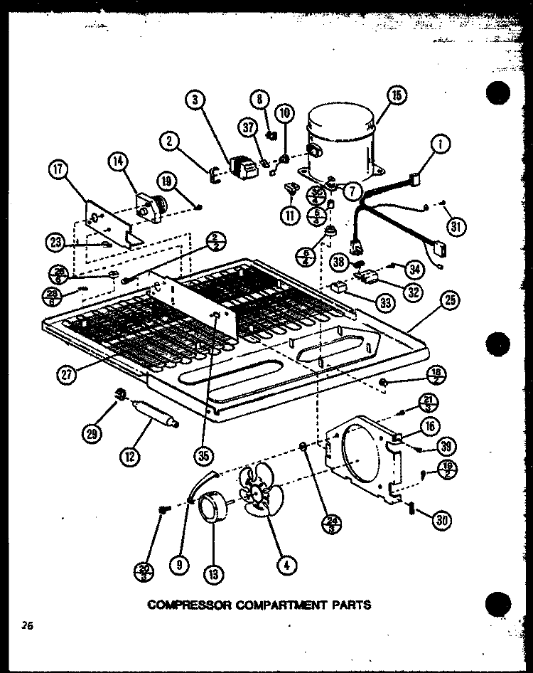 COMPRESSOR COMPARTMENT PARTS Diagram and Parts List for TM18N P1102103W Amana Refrigerator