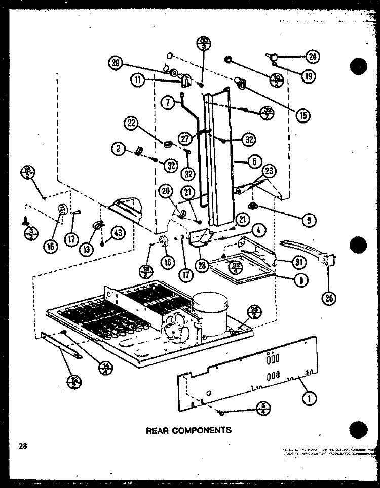 REAR COMPONENTS Diagram and Parts List for TM18N P1102103W Amana Refrigerator