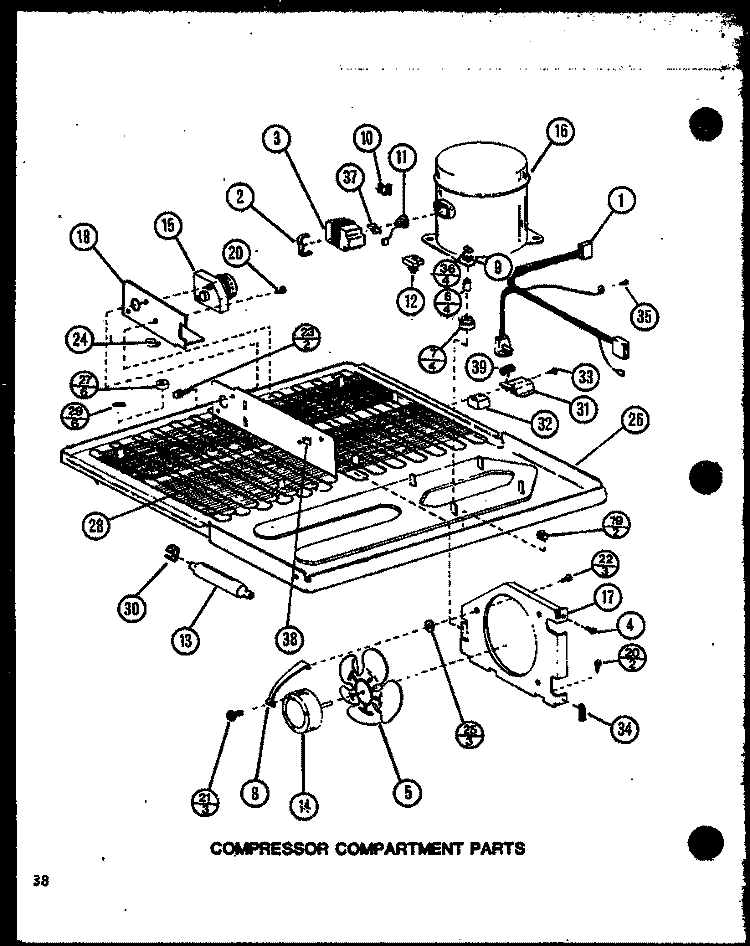 COMPRESSOR COMPARTMENT PARTS Diagram and Parts List for TM20N P1102106W Amana Refrigerator