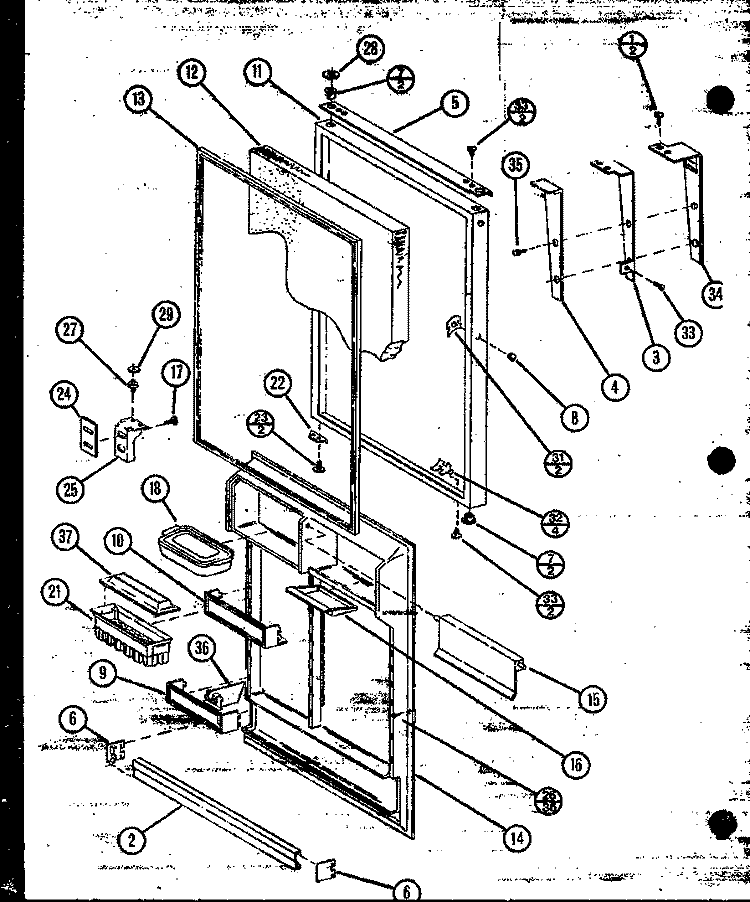 REF DOOR Diagram and Parts List for TC18N P1106201W Amana Refrigerator
