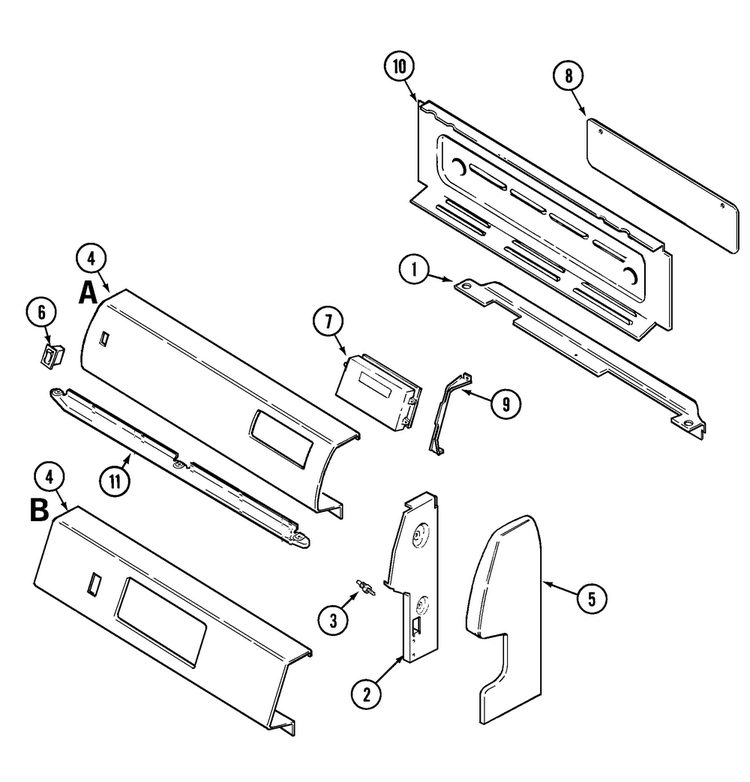 Control Panel Diagram and Parts List for OEMMAYCONV8  Magic Chef Wall Oven