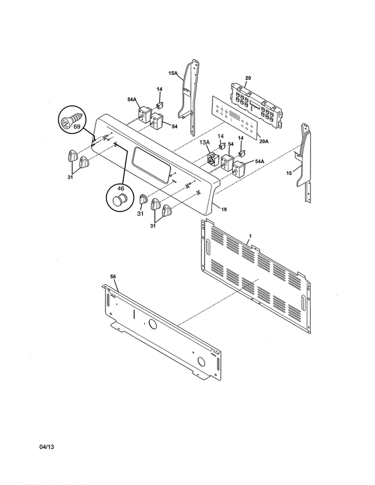 Backguard Diagram and Parts List for CRE3895PWA  Crosley Range