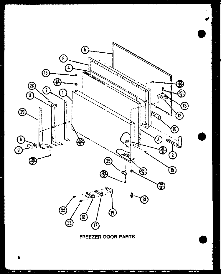 FZ DOOR PARTS Diagram and Parts List for TJ18N P1102111W Amana Refrigerator