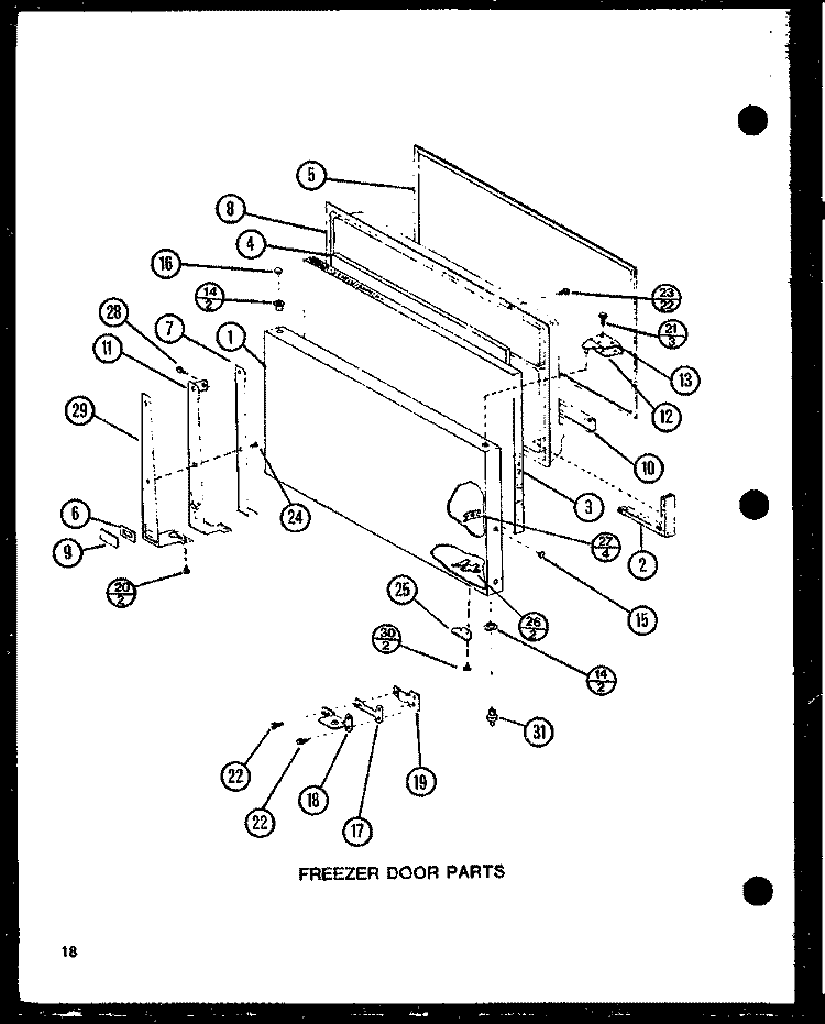 FZ DOOR PARTS Diagram and Parts List for TJ20N P1102113W Amana Refrigerator