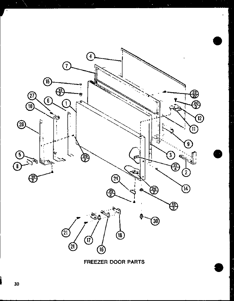 FZ DOOR PARTS Diagram and Parts List for TJ22N P1102115W Amana Refrigerator