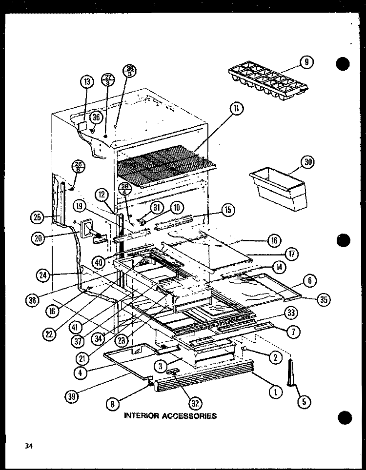 INTERIOR ACCESSORIES Diagram and Parts List for TJ22N P1102115W Amana Refrigerator